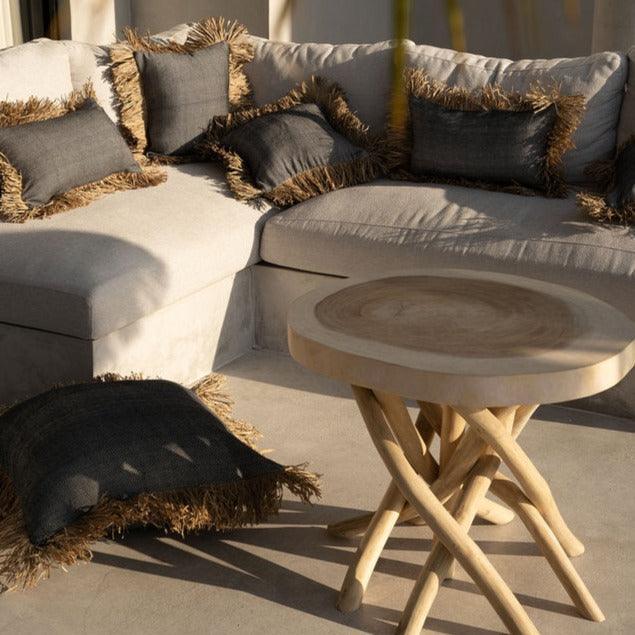 livinglovely.nl - The Cotton Bonita Cushion Cover - Natural Black - 40x40 - Kussenhoes - Bazar Bizar - livinglovely.nl