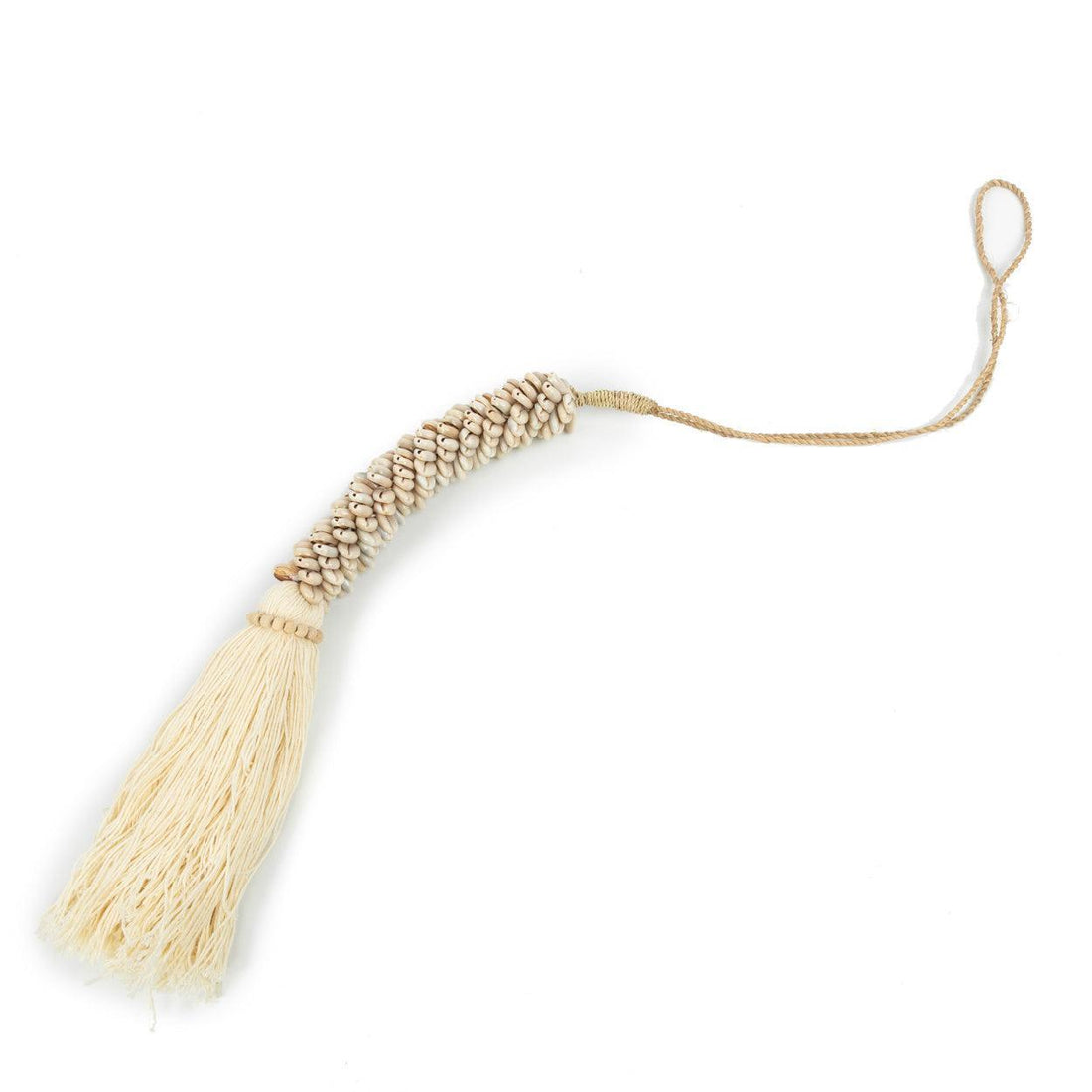 livinglovely.nl - The Cowrie &amp; Cotton Tassel - Natural - Hanger - Bazar Bizar - livinglovely.nl