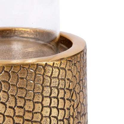 livinglovely.nl - The Croco Candle Holder with Glass - Brass - L - Kaarshouder - Bazar Bizar - livinglovely.nl