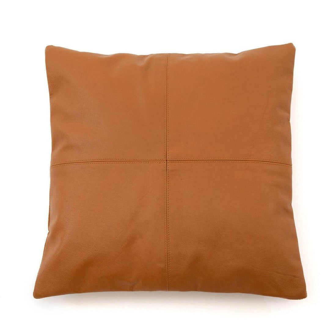 livinglovely.nl - The Four Panel Leather Cushion Cover - Camel - 40x40 - Kussenhoes - Bazar Bizar - livinglovely.nl