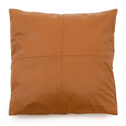 livinglovely.nl - The Four Panel Leather Cushion Cover - Camel - 60x60 - Kussenhoes - Bazar Bizar - livinglovely.nl