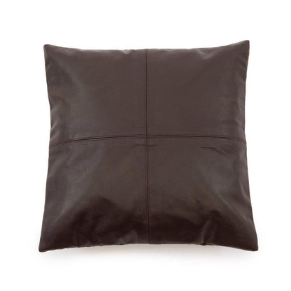 livinglovely.nl - The Four Panel Leather Cushion Cover - Choco - 40x40 - Kussenhoes - Bazar Bizar - livinglovely.nl