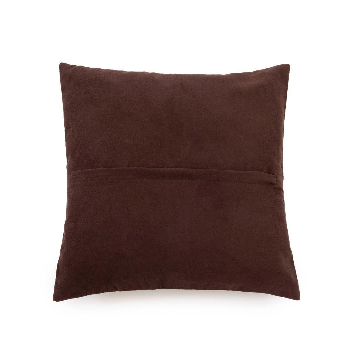 livinglovely.nl - The Four Panel Leather Cushion Cover - Choco - 40x40 - Kussenhoes - Bazar Bizar - livinglovely.nl