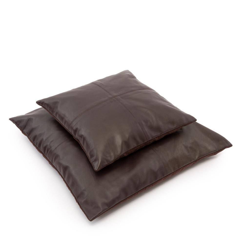 livinglovely.nl - The Four Panel Leather Cushion Cover - Choco - 40x40 - Kussenhoes - Bazar Bizar - livinglovely.nl