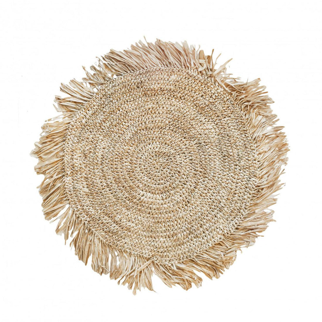 livinglovely.nl - The Fringe Raffia Placemat Round - Natural - Placemat - Bazar Bizar - livinglovely.nl