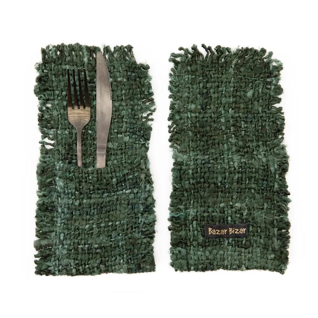 livinglovely.nl - The Oh My Gee Cutlery Holder - Forest Green - Set of 4 - Keukenaccessoire - Bazar Bizar - livinglovely.nl