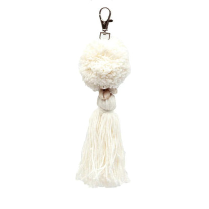 livinglovely.nl - The Pompom Sleutelhanger - Wit - Sleutelhanger - Bazar Bizar - livinglovely.nl