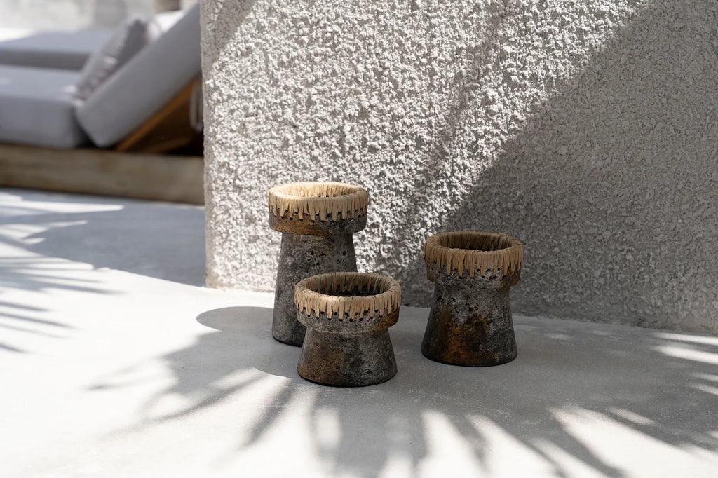 livinglovely.nl - The Pretty Candel Holder Antique Grey Large - Kandelaar - Bazar Bizar - livinglovely.nl