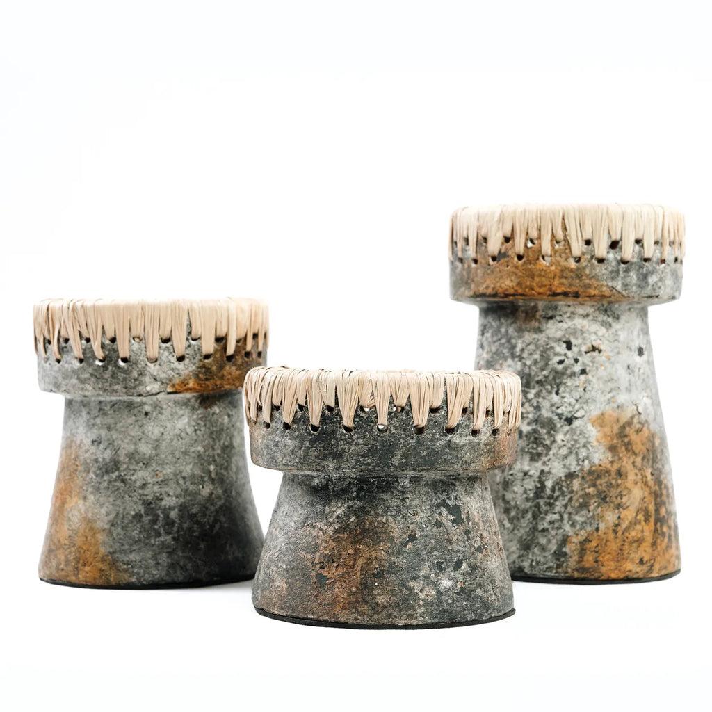 livinglovely.nl - The Pretty Candel Holder Antique Grey Large - Kandelaar - Bazar Bizar - livinglovely.nl