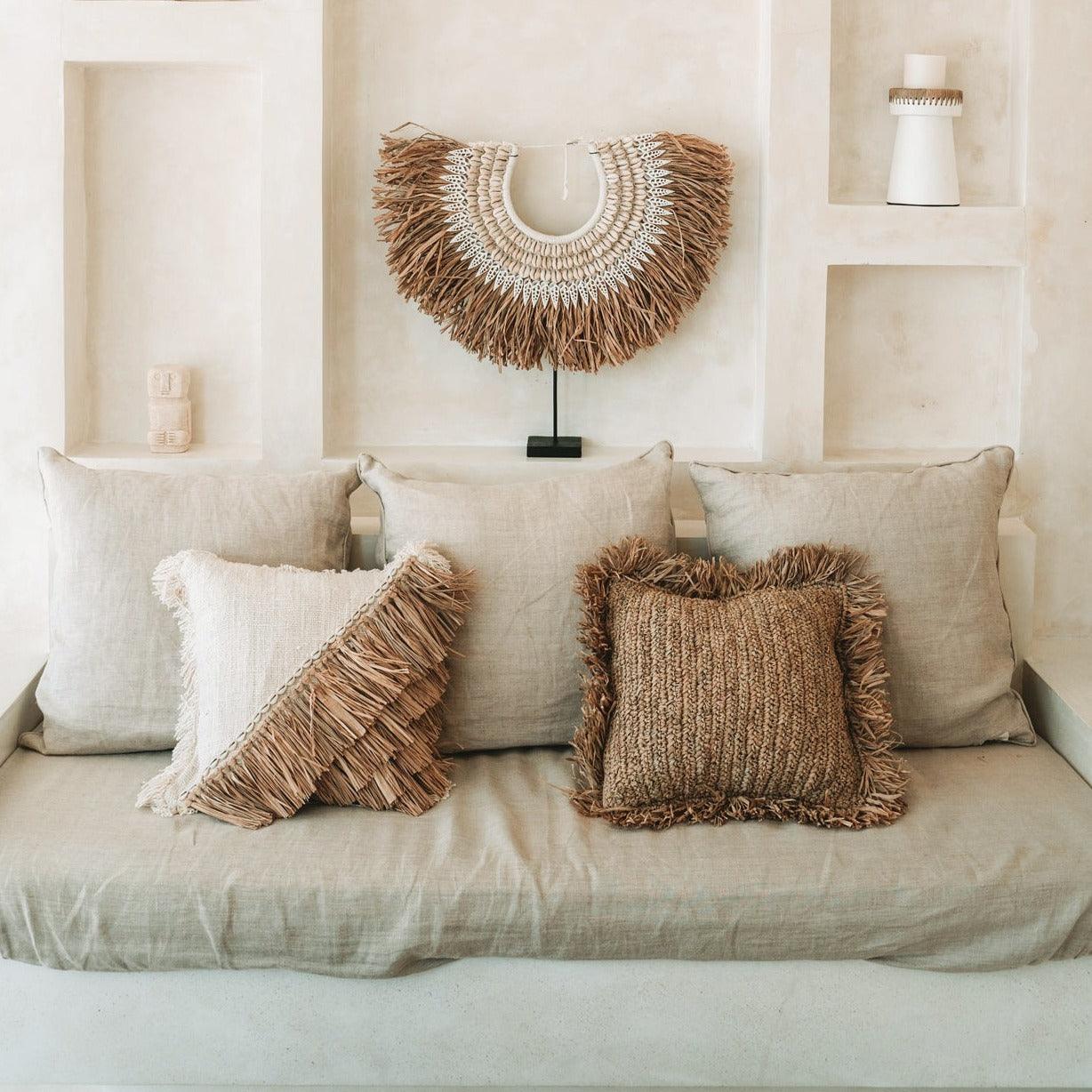 livinglovely.nl - The Raffia Cotton Cushion Cover 40x40cm - Kussenhoes - Bazar Bizar - livinglovely.nl