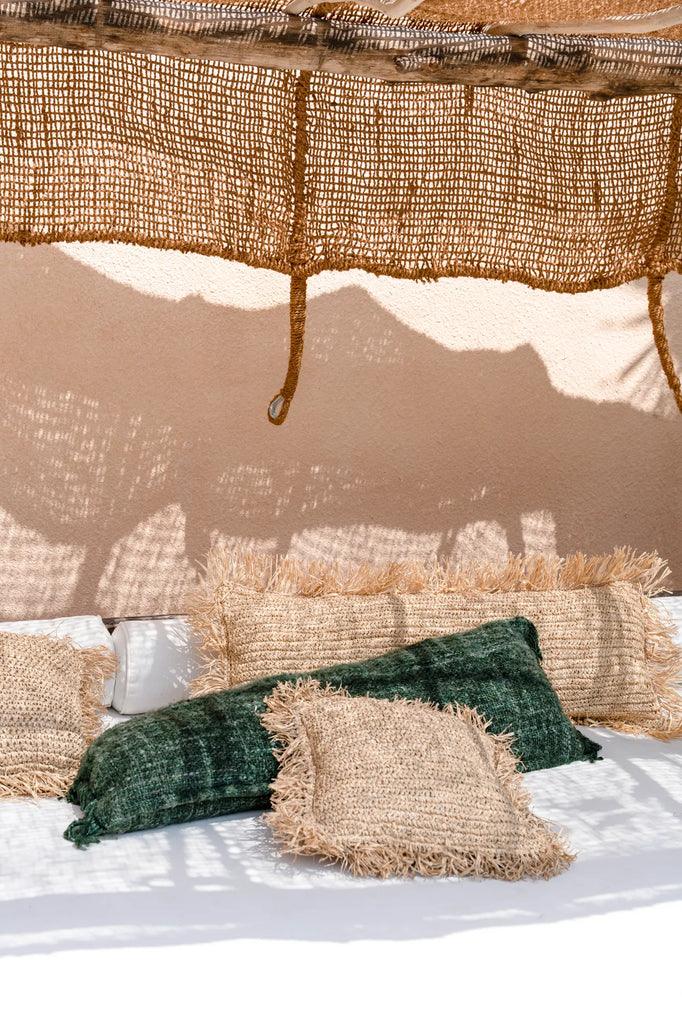 livinglovely.nl - The Raffia Cushion Cover Rectangular - Natural - 35x100 - Kussenhoes - Bazar Bizar - livinglovely.nl