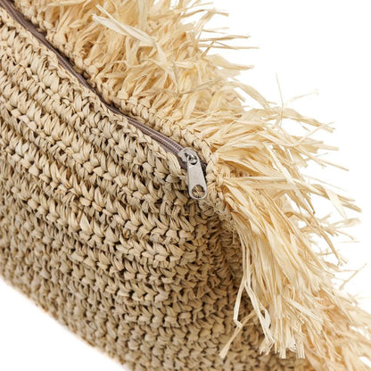 livinglovely.nl - The Raffia Cushion Cover Rectangular - Natural - 35x100 - Kussenhoes - Bazar Bizar - livinglovely.nl