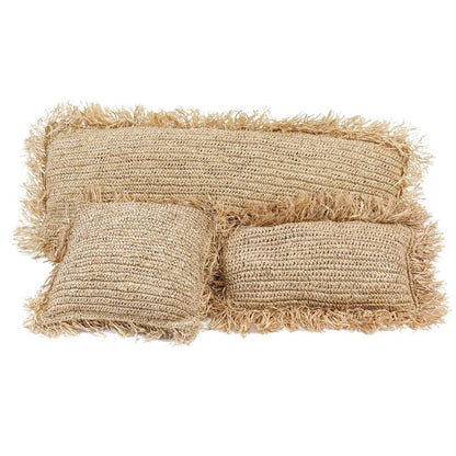 livinglovely.nl - The Raffia Cushion Cover Rectangular - Natural - 35x100 - Kussenhoes - Bazar Bizar - livinglovely.nl