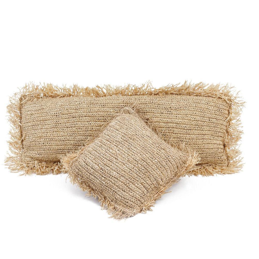 livinglovely.nl - The Raffia Cushion Cover Rectangular - Natural - 35x100 - Kussenhoes - Bazar Bizar - livinglovely.nl