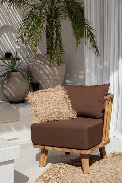 livinglovely.nl - The Raffia Cushion Cover Square - Natural - 40x40 - Kussenhoes - Bazar Bizar - livinglovely.nl