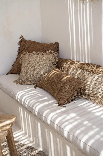 livinglovely.nl - The Raffia Cushion Cover Square - Natural - 40x40 - Kussenhoes - Bazar Bizar - livinglovely.nl