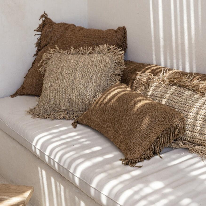 livinglovely.nl - The Raffia Cushion Cover Square - Natural - 40x40 - Kussenhoes - Bazar Bizar - livinglovely.nl