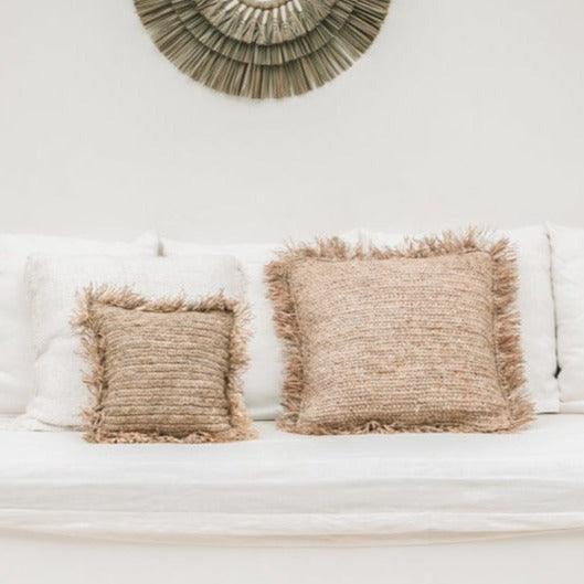 livinglovely.nl - The Raffia Cushion Cover Square - Natural - 60x60 - Kussenhoes - Bazar Bizar - livinglovely.nl