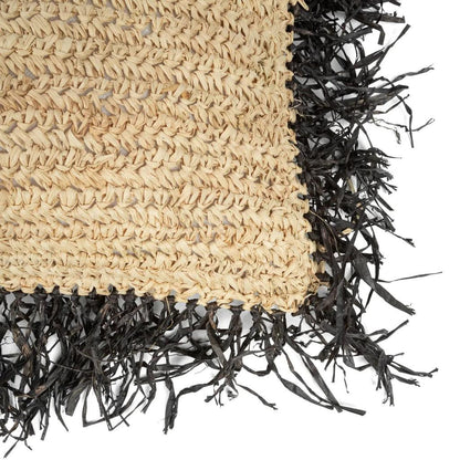 livinglovely.nl - The Raffia Cushion Cover Square - Natural Black - 60x60 - Kussenhoes - Bazar Bizar - livinglovely.nl