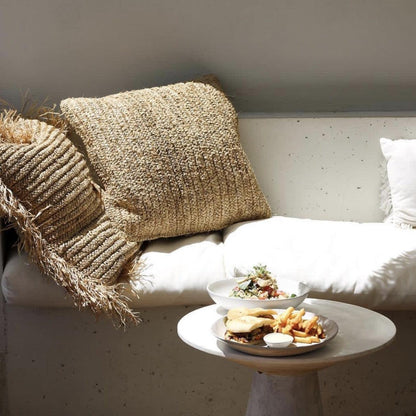 livinglovely.nl - The Raffia Flores Cushion Cover Square - Natural - 40x40 - Kussenhoes - Bazar Bizar - livinglovely.nl