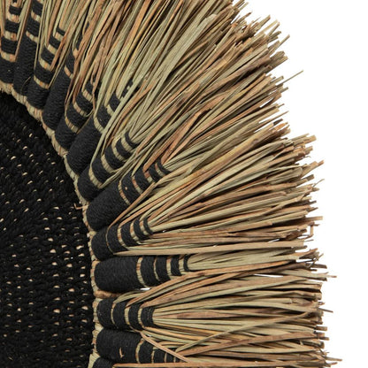 livinglovely.nl - The Raffia Macramé Wall Deco - Black Natural - Wanddecoratie - Bazar Bizar - livinglovely.nl