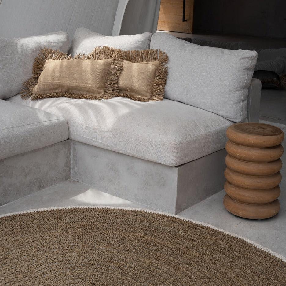 livinglovely.nl - The Seagrass &amp; Cotton Round Carpet Naturel White 150cm - Vloerkleed - Bazar Bizar - livinglovely.nl