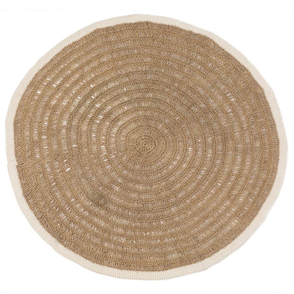 livinglovely.nl - The Seagrass &amp; Cotton Round Carpet Naturel White 150cm - Vloerkleed - Bazar Bizar - livinglovely.nl