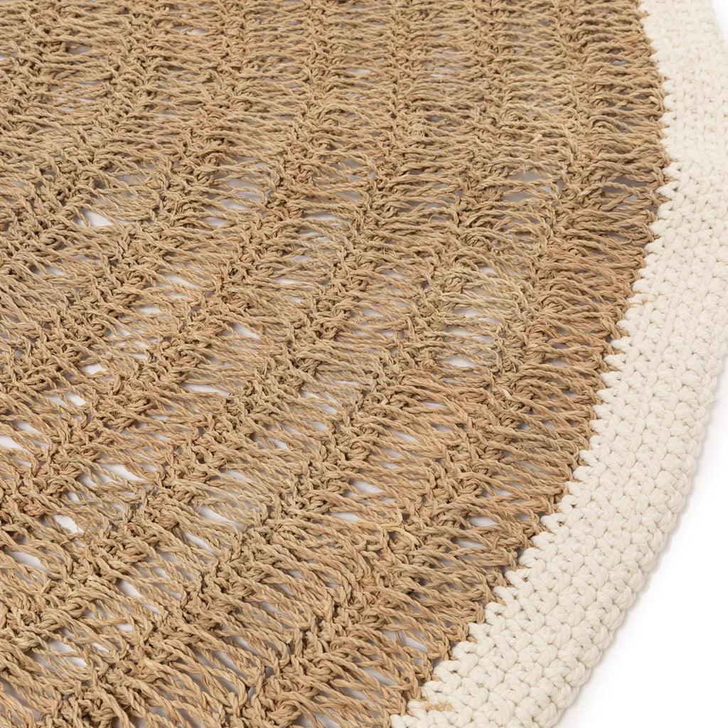 livinglovely.nl - The Seagrass &amp; Cotton Round Carpet Naturel White 150cm - Vloerkleed - Bazar Bizar - livinglovely.nl