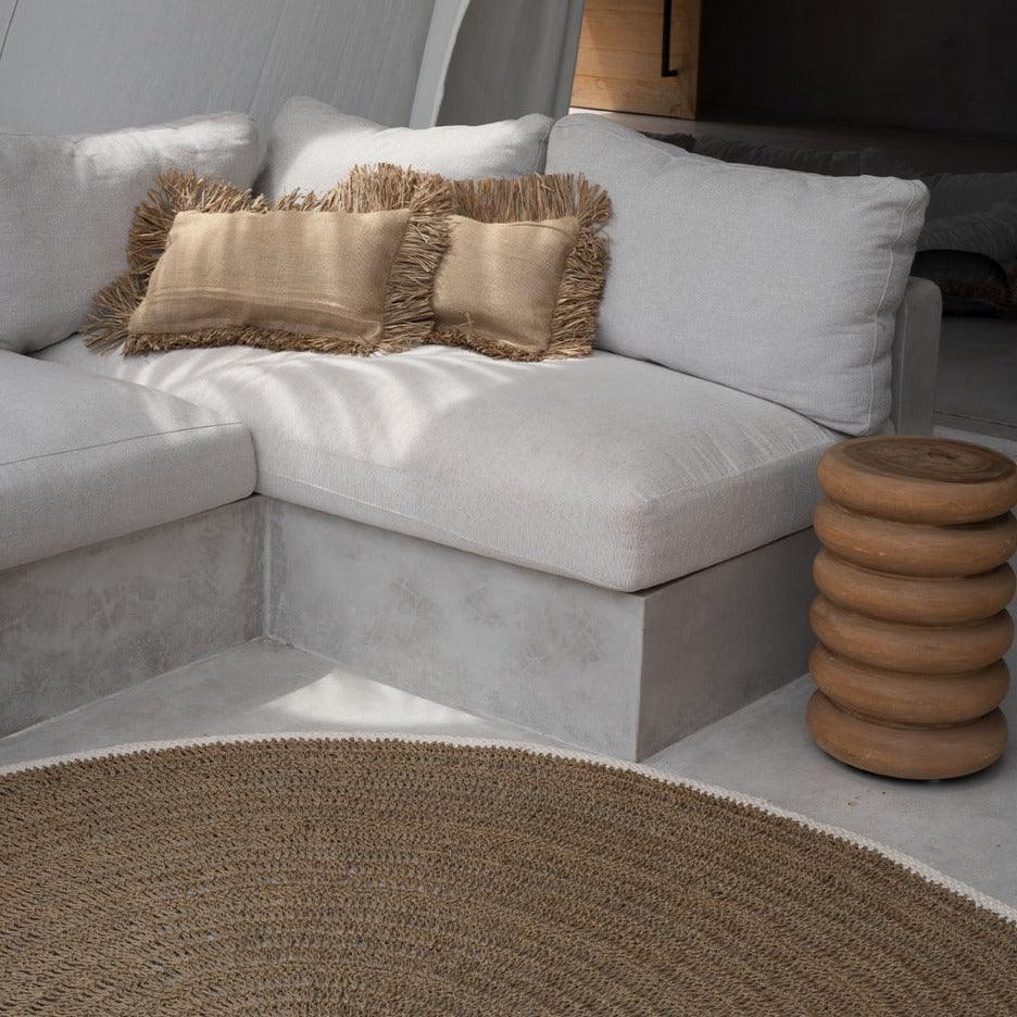 livinglovely.nl - The Seagrass &amp; Cotton Round Carpet Naturel White 200cm - Vloerkleed - Bazar Bizar - livinglovely.nl