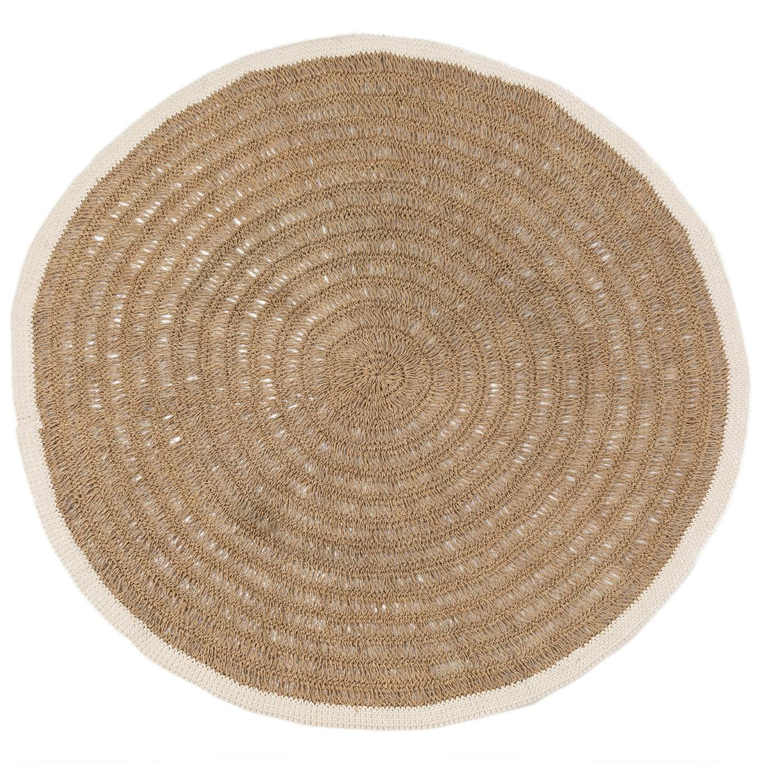 livinglovely.nl - The Seagrass &amp; Cotton Round Carpet Naturel White 200cm - Vloerkleed - Bazar Bizar - livinglovely.nl