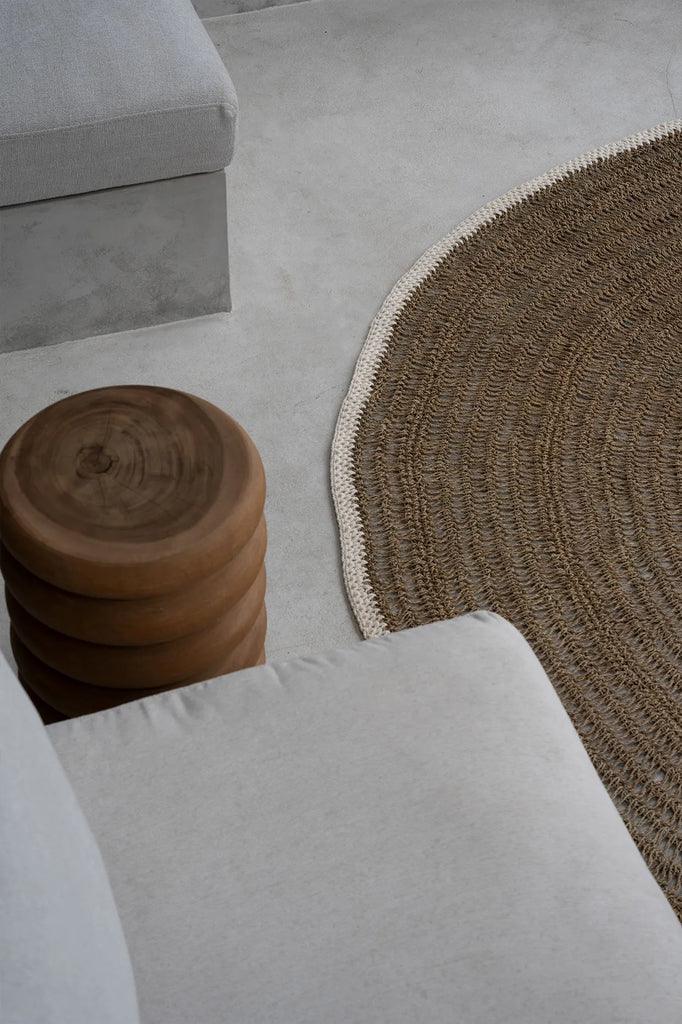 livinglovely.nl - The Seagrass &amp; Cotton Round Carpet Naturel White 200cm - Vloerkleed - Bazar Bizar - livinglovely.nl