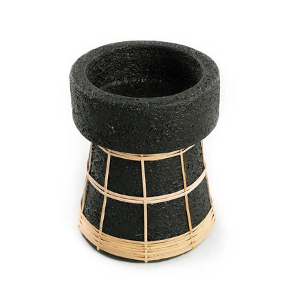 livinglovely.nl - The Serene Candle Holder Black Natural Medium - Kandelaar - Bazar Bizar - livinglovely.nl