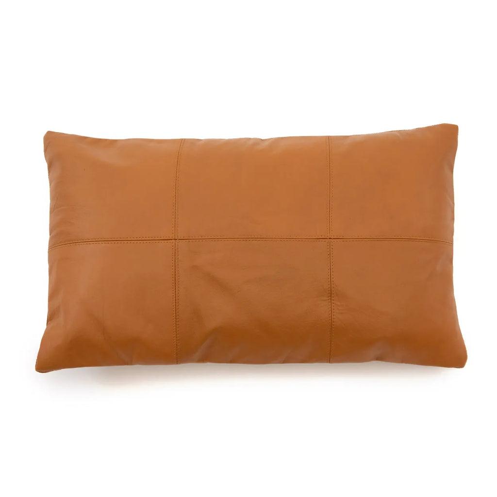 livinglovely.nl - The Six Panel Leather Cushion Cover - Camel - 30x50 - Kussenhoes - Bazar Bizar - livinglovely.nl