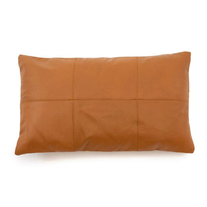 livinglovely.nl - The Six Panel Leather Cushion Cover - Camel - 30x50 - Kussenhoes - Bazar Bizar - livinglovely.nl