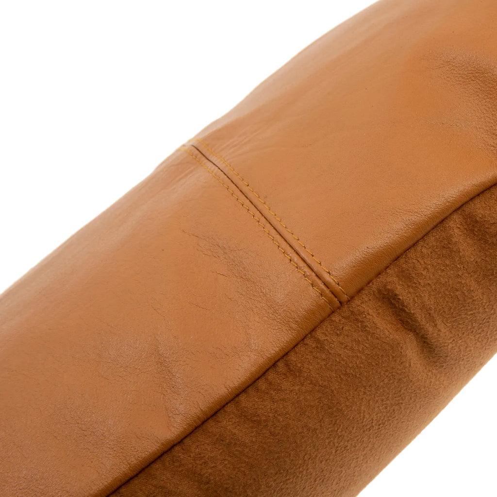 livinglovely.nl - The Six Panel Leather Cushion Cover - Camel - 30x50 - Kussenhoes - Bazar Bizar - livinglovely.nl