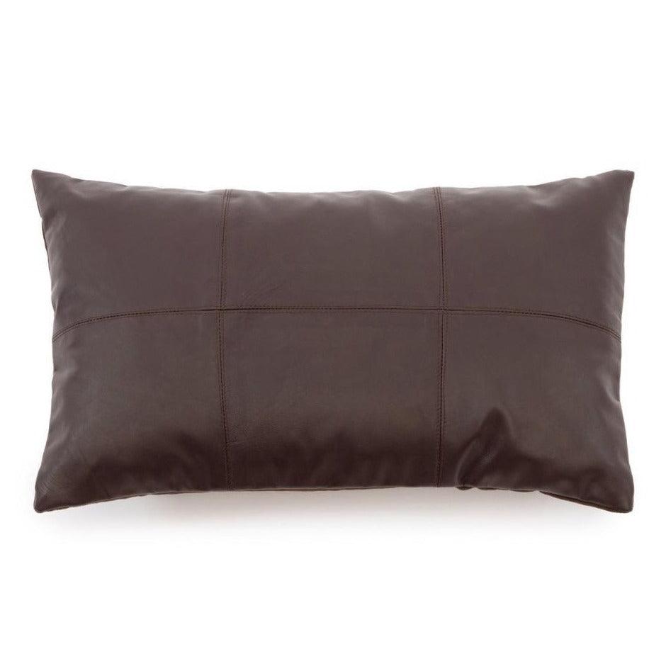 livinglovely.nl - The Six Panel Leather Cushion Cover - Choco - 30x50 - Kussenhoes - Bazar Bizar - livinglovely.nl