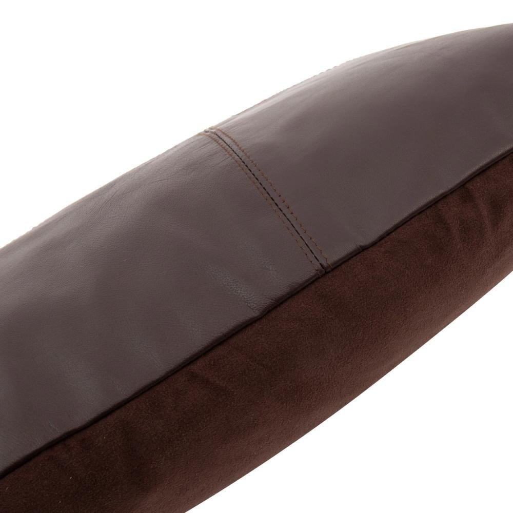 livinglovely.nl - The Six Panel Leather Cushion Cover - Choco - 30x50 - Kussenhoes - Bazar Bizar - livinglovely.nl