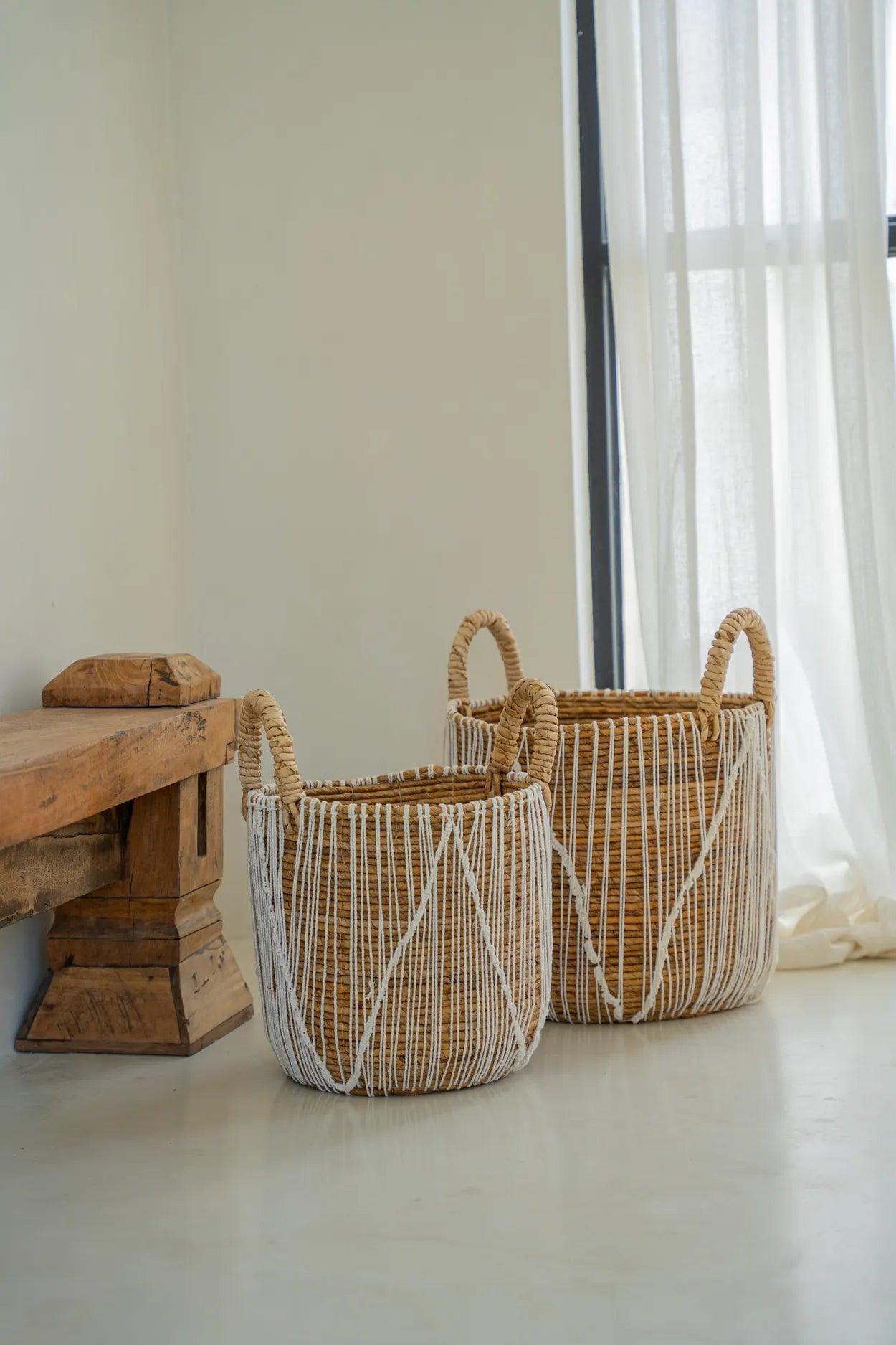 livinglovely.nl - The Straight Stitched Macrame Basket - Medium - Mand - Bazar Bizar - livinglovely.nl