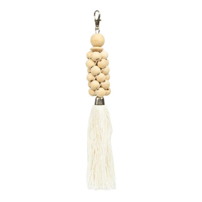 livinglovely.nl - The Wooden Beads Sleutelhanger - Naturel Wit - Sleutelhanger - Bazar Bizar - livinglovely.nl