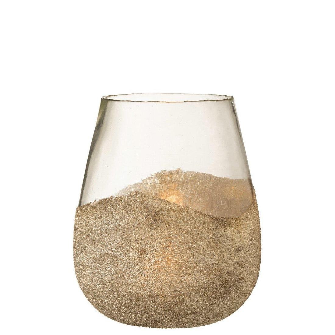 livinglovely.nl - Theelichthouder Helft Parels Rond Glas Goud Large - Binnen-windlicht - J-Line - livinglovely.nl