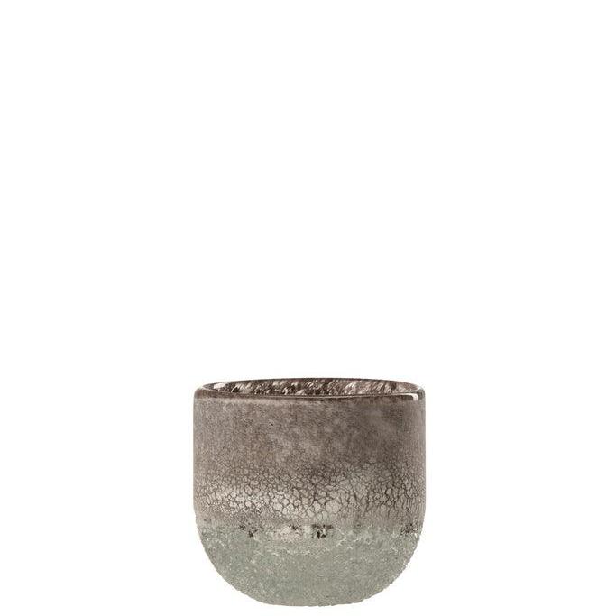 livinglovely.nl - Theelichthouder Scavo Glas Grijs Small - - J-Line - livinglovely.nl