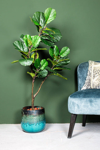 livinglovely.nl - Tree Green Fiddle Leaf Fig in black pot small PTMD - Kunstplant - PTMD - livinglovely.nl