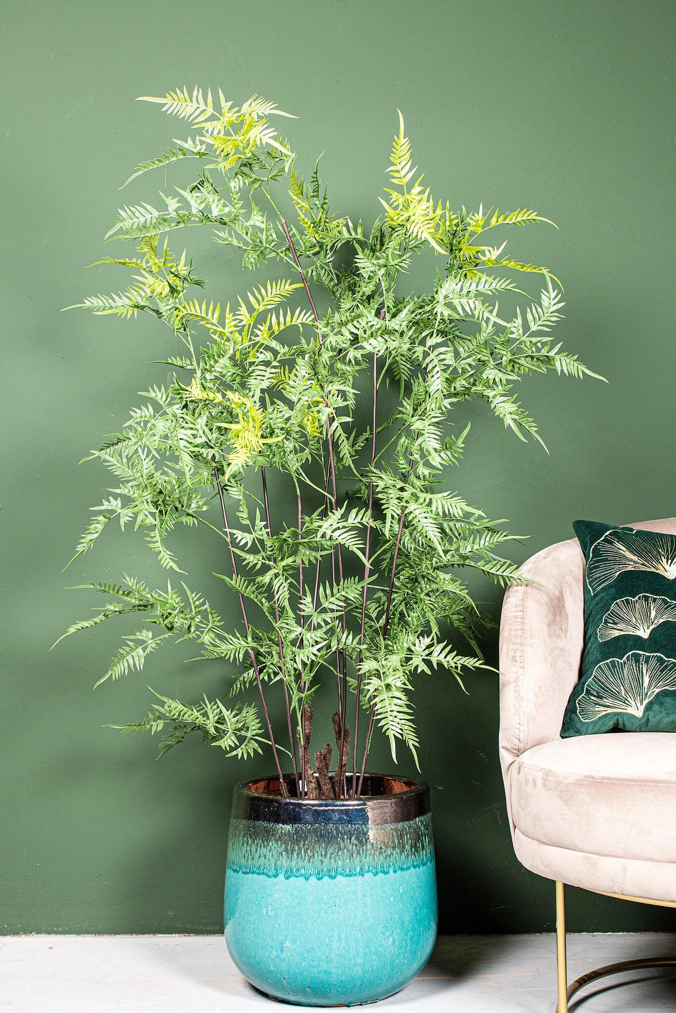 livinglovely.nl - Tree Green Horsetail Fernández in black pot Large PTMD - Kunstplant - PTMD - livinglovely.nl