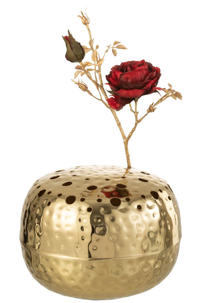 livinglovely.nl - Vaas Ball Met Gaten Metaal Goud Large - Vaas - J-Line - livinglovely.nl