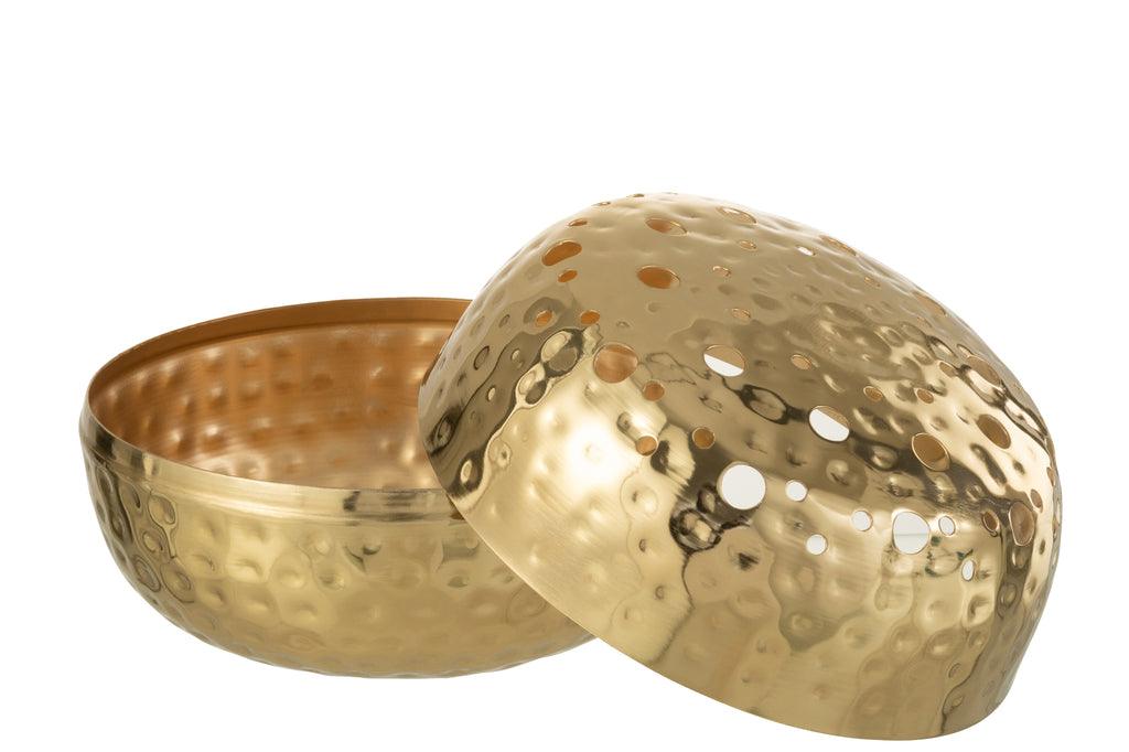 livinglovely.nl - Vaas Ball Met Gaten Metaal Goud Large - Vaas - J-Line - livinglovely.nl