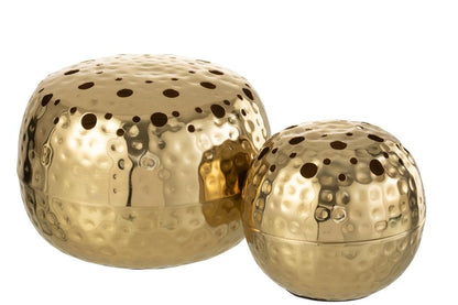 livinglovely.nl - Vaas Ball Met Gaten Metaal Goud Large - Vaas - J-Line - livinglovely.nl