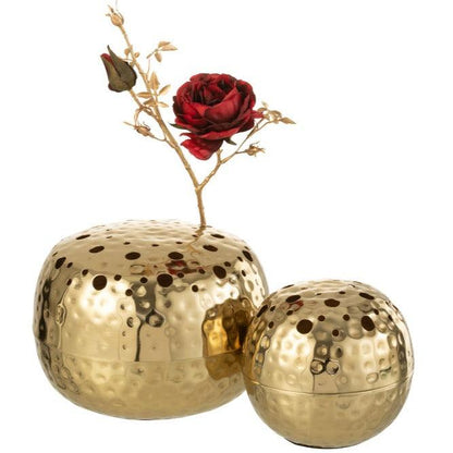 livinglovely.nl - Vaas Ball Met Gaten Metaal Goud Large - Vaas - J-Line - livinglovely.nl