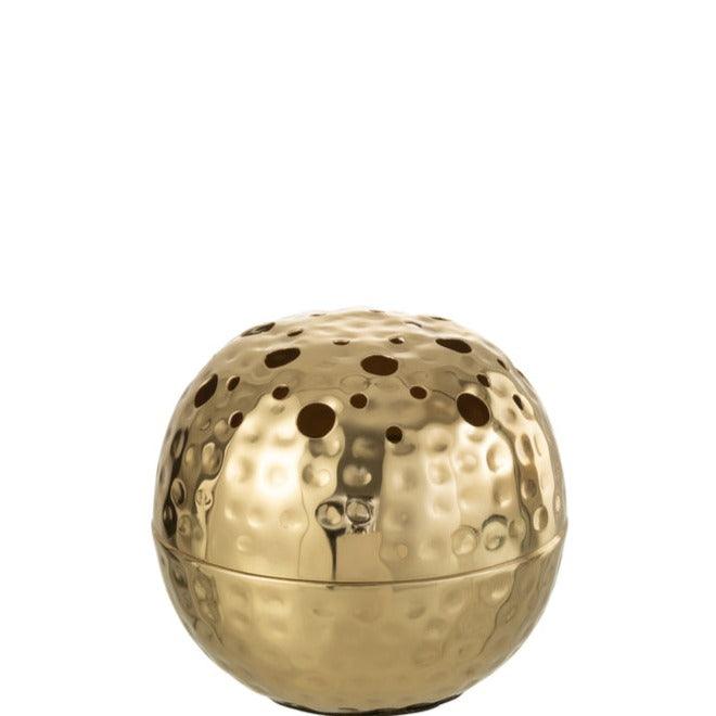 livinglovely.nl - Vaas Ball Met Gaten Metaal Goud Small - Vaas - J-Line - livinglovely.nl