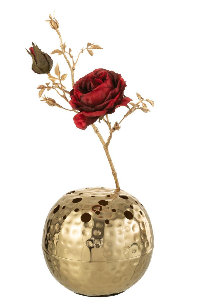 livinglovely.nl - Vaas Ball Met Gaten Metaal Goud Small - Vaas - J-Line - livinglovely.nl