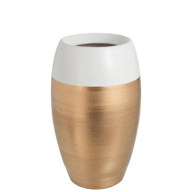 livinglovely.nl - Vaas Boord Terracotta Wit/Goud Large - Vaas - J-Line - livinglovely.nl